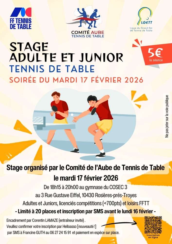 Stage adultes – 17 février 2026